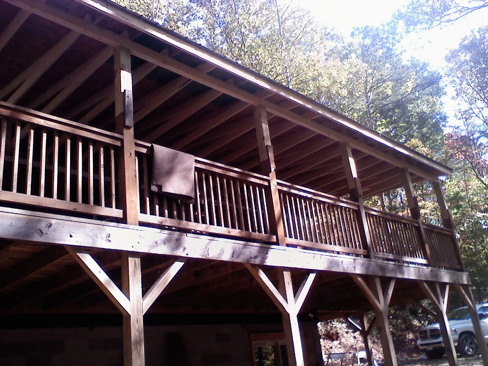 Timber framing under a new elevated porch and deck — Roof Leak Repair in Soda Springs by Roofing Brothers